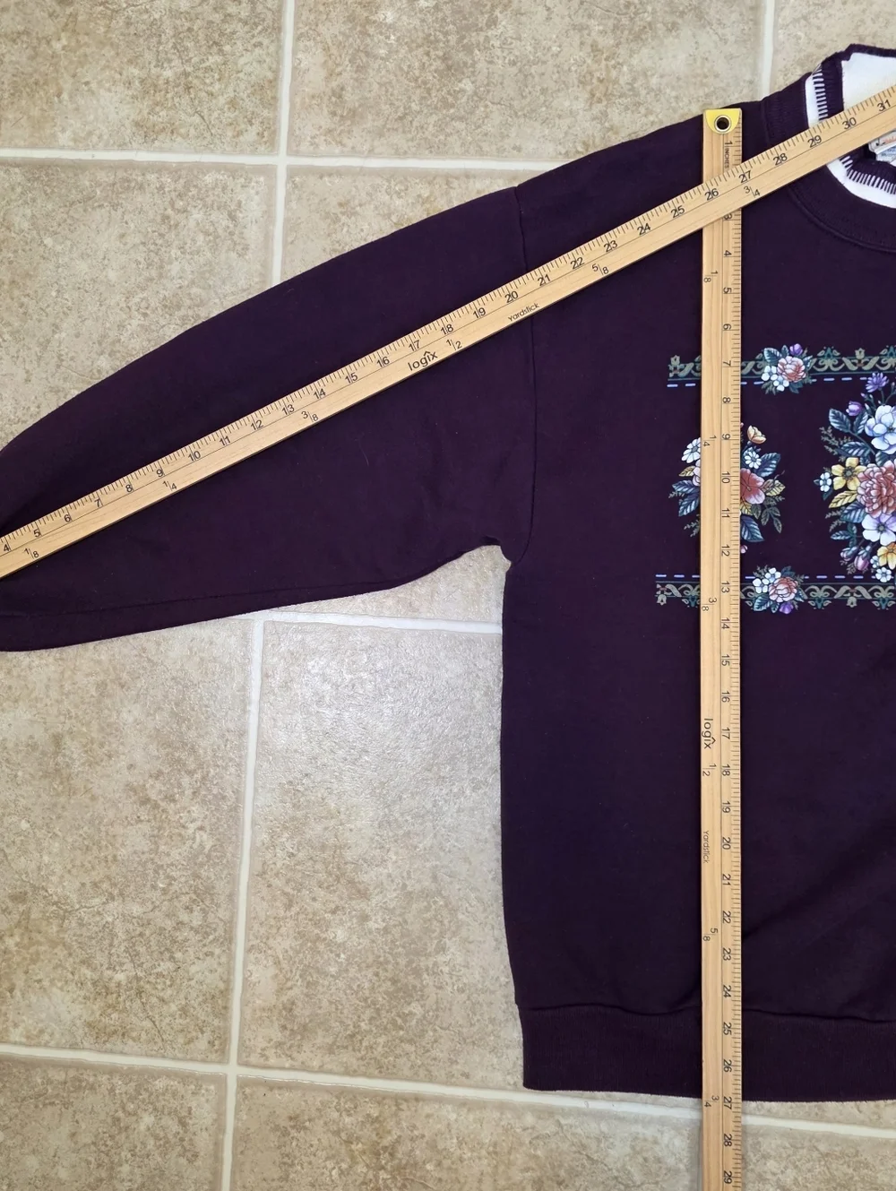 Vintage Morning Sun Floral Sweatshirt Purple Cottagecore Large